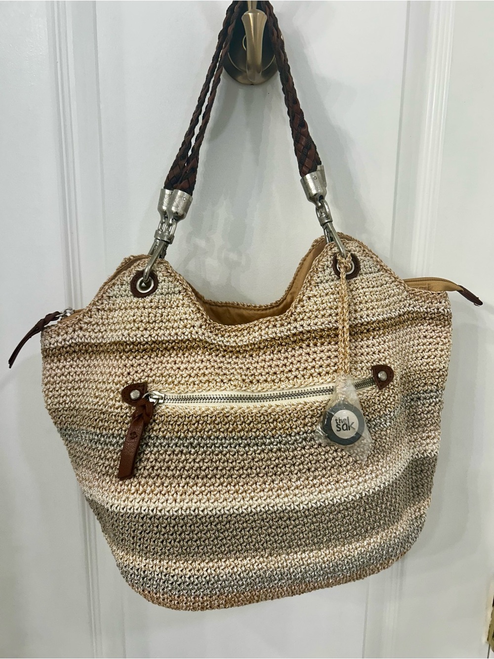 The Sak NEW!!!! Indio Crochet Satchel, Sand Stripe NWOT!!!!! - Picture 5 of 9
